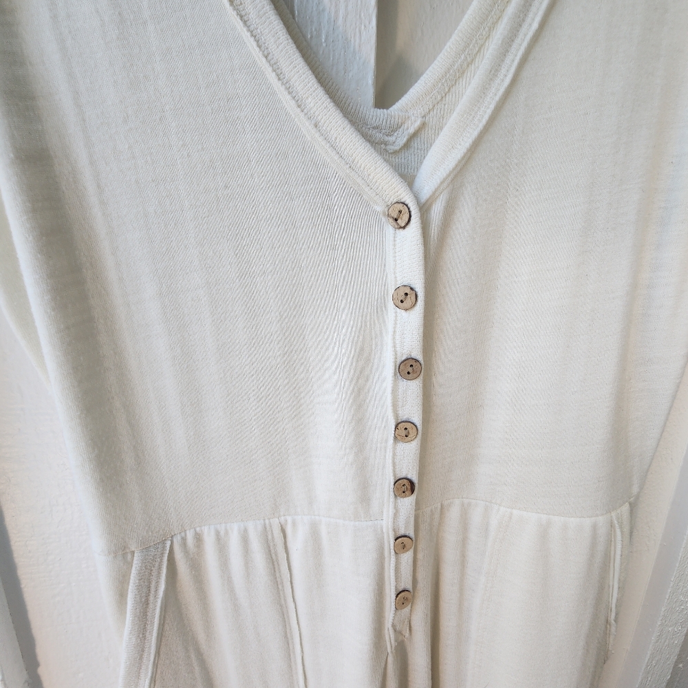 Free People Cream Sleeveless Button-Front Jumpsuit - Picture 3 of 15